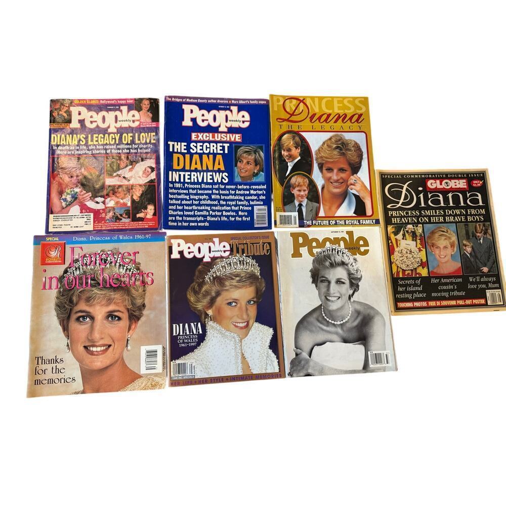 PRINCESS DIANA Lot of 7 Vintage Tabloids Magazines People Globe